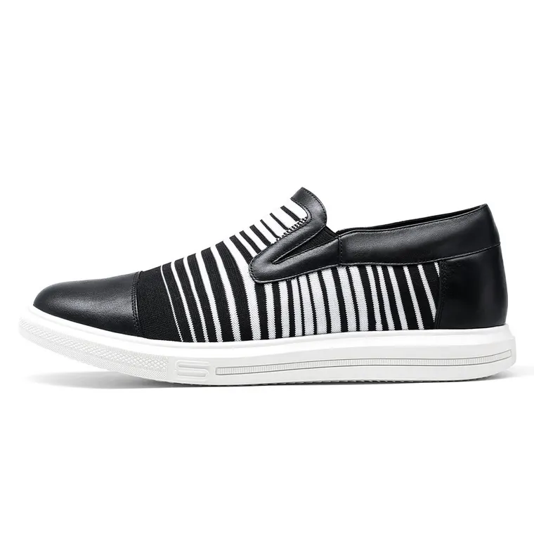 Shoes For Men Height - Men's Shoes To Look Taller - Black Knit Slip On Sneakers 5 CM / 1.95 Inches
