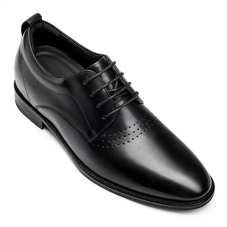Height Increasing Shoes - Black Calfskin Leather Men's Dress Shoes that Make You Taller 2.36 Inches / 6CM