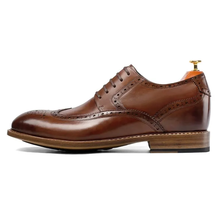 goodyear welted elevator shoes - height increasing shoes for men - boutique handmade brogue shoes 7 CM / 2.76 Inches