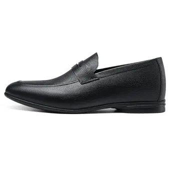 Height Increasing Shoes for Men - Hidden Heel Loafer Shoes - Black Leather Men Taller Shoes 5 CM / 1.95 Inches