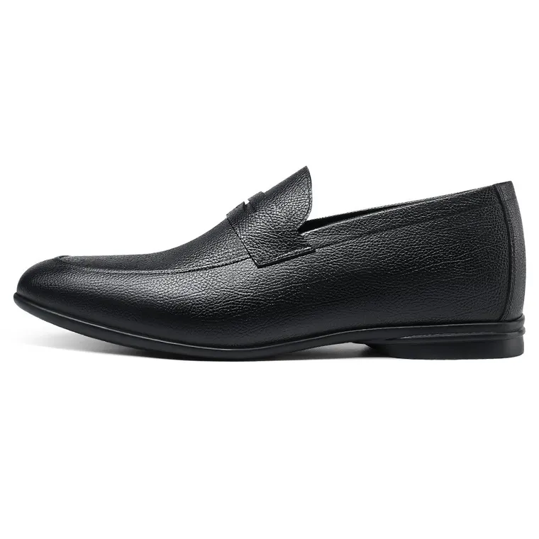 Height Increasing Shoes for Men - Hidden Heel Loafer Shoes - Black Leather Men Taller Shoes 5 CM / 1.95 Inches