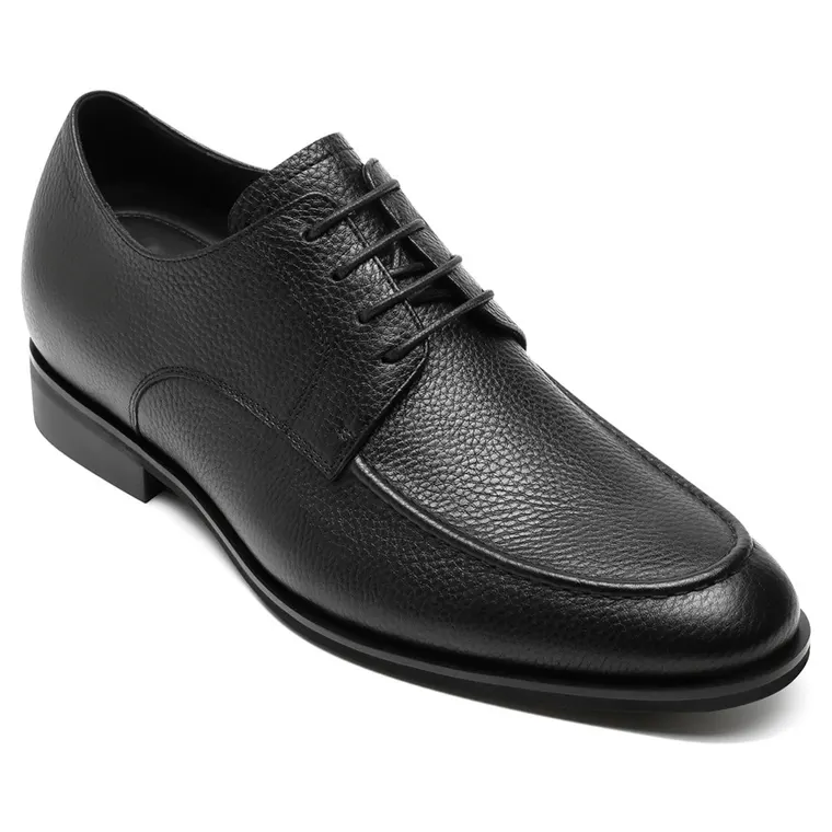 hidden heel shoes mens - black derby mens shoes that add height 6CM / 2.36 Inches