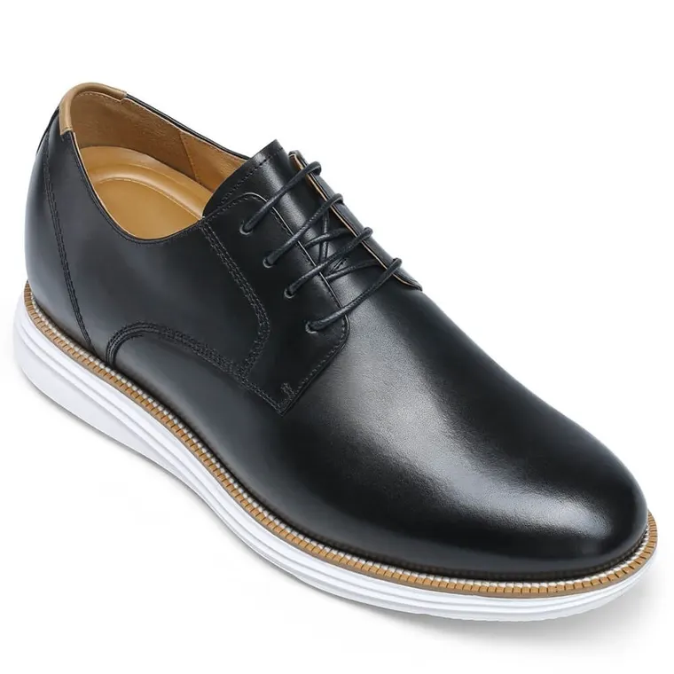 height increasing vegan shoes - black vegan casual shoes 7cm / 2.76 Inches