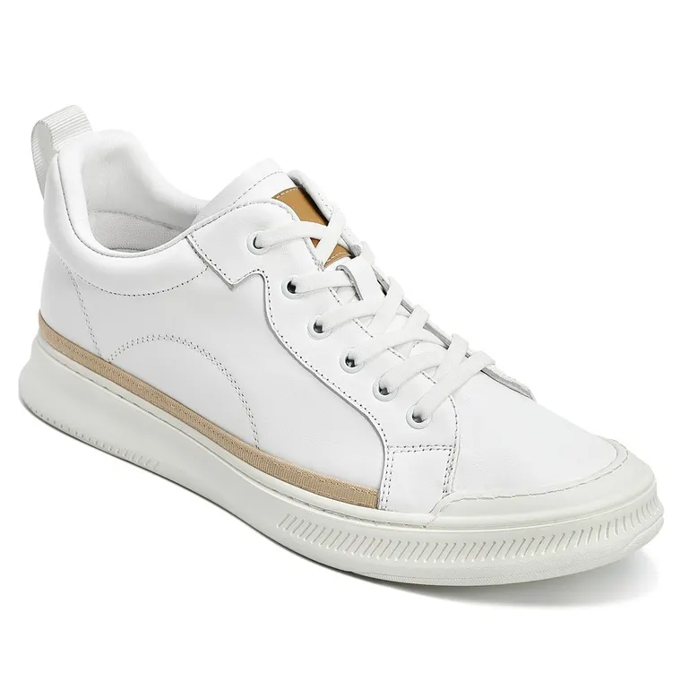 Hidden Height Increasing Shoes - White Leather Men's Shoes With Higher Heels 1.95 Inches / 5CM