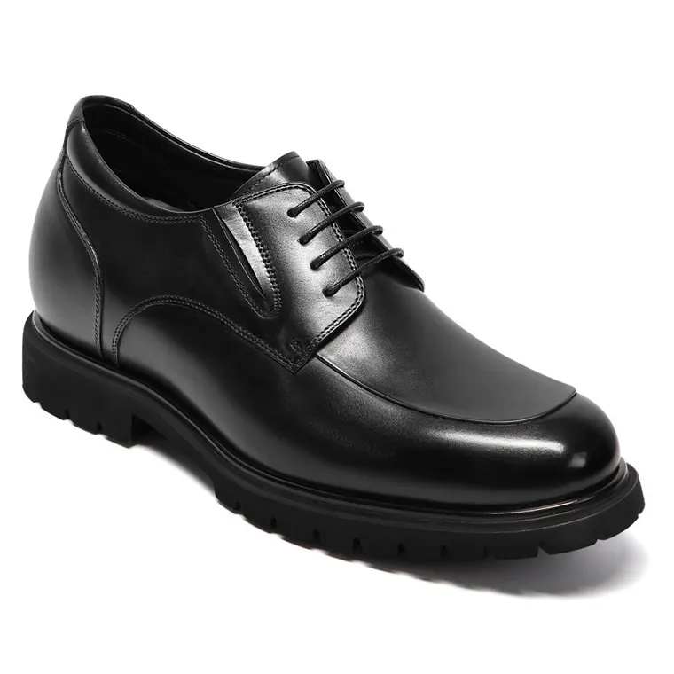 Elevator Shoes For Men - Black Leather Dress Shoes Derby Shoes 8CM / 3.15 Inches