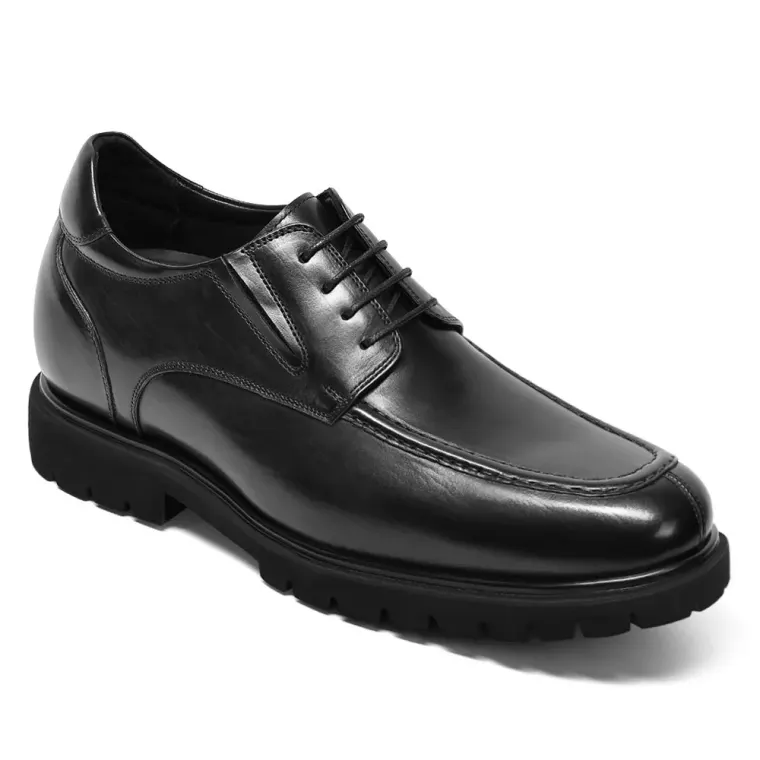 Men's Elevator Dress Shoes - Black Leather Business Derby Shoes 8CM / 3.15 Inches