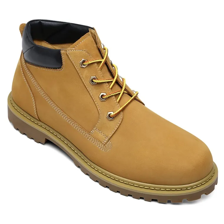 height increasing shoes boots - outdoor brown men's casual walking boots 6cm / 2.36 inches
