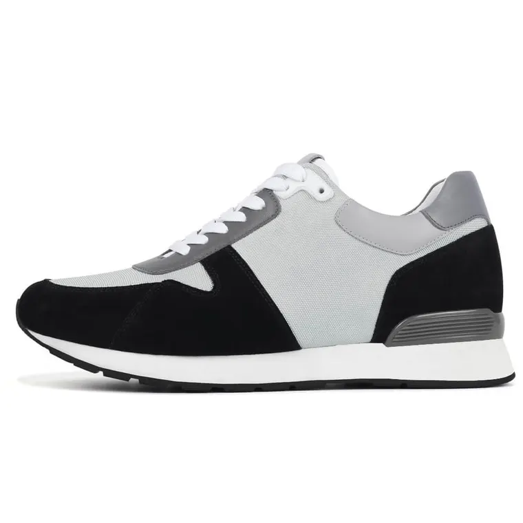 Elevator Shoes For Men - Grey Suede Leather Casual Sneakers That Make You Taller 2.76 Inches / 7 CM