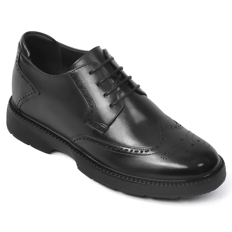 Height Increasing Dress Shoes - Black Leather Derby Shoes 7CM / 2.76 Inches