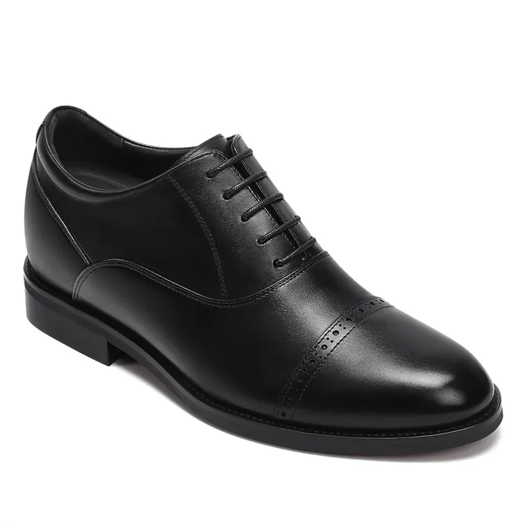Men's Elevator Dress Shoes - Black Calfskin Oxford Shoes 8CM / 3.15 Inches