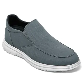 Men's Shoes With Higher Heels - Grey Canvas Slip-On Casual Shoes 7CM / 2.76 Inches