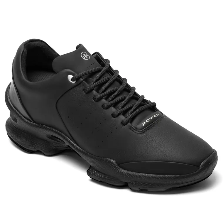 Height Increasing Hiking Shoes - Black Leather Outdoor Sneakers To Add Height 7CM / 2.76 Inches