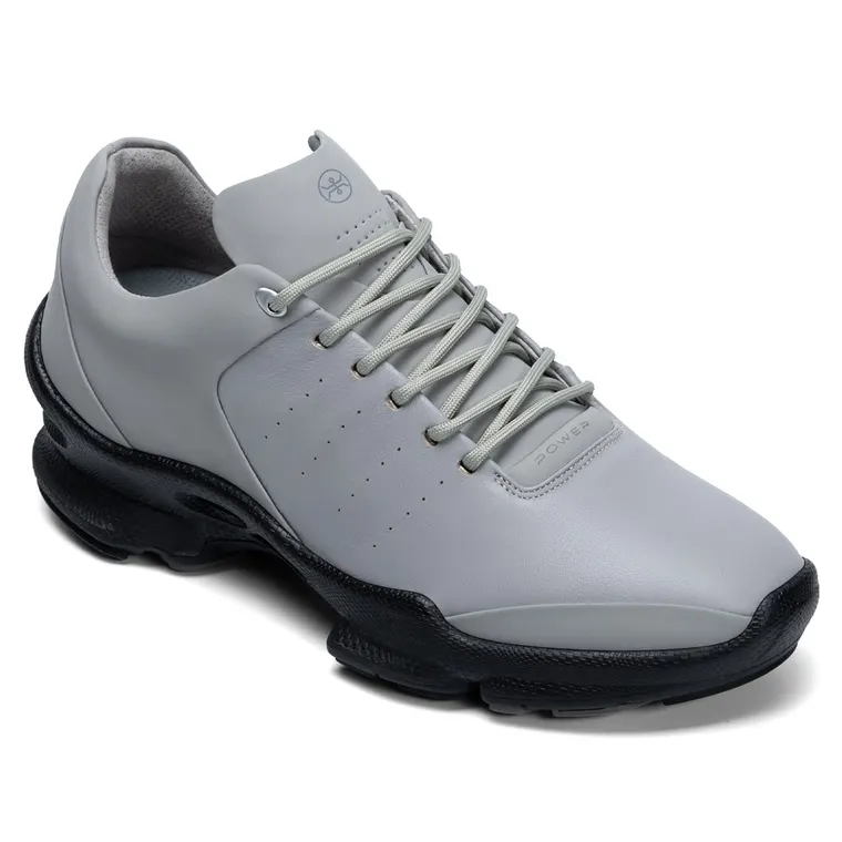 Height Increase Hiking Shoes - Grey Leather Outdoor Elevator Sneakers 7CM / 2.76 Inches