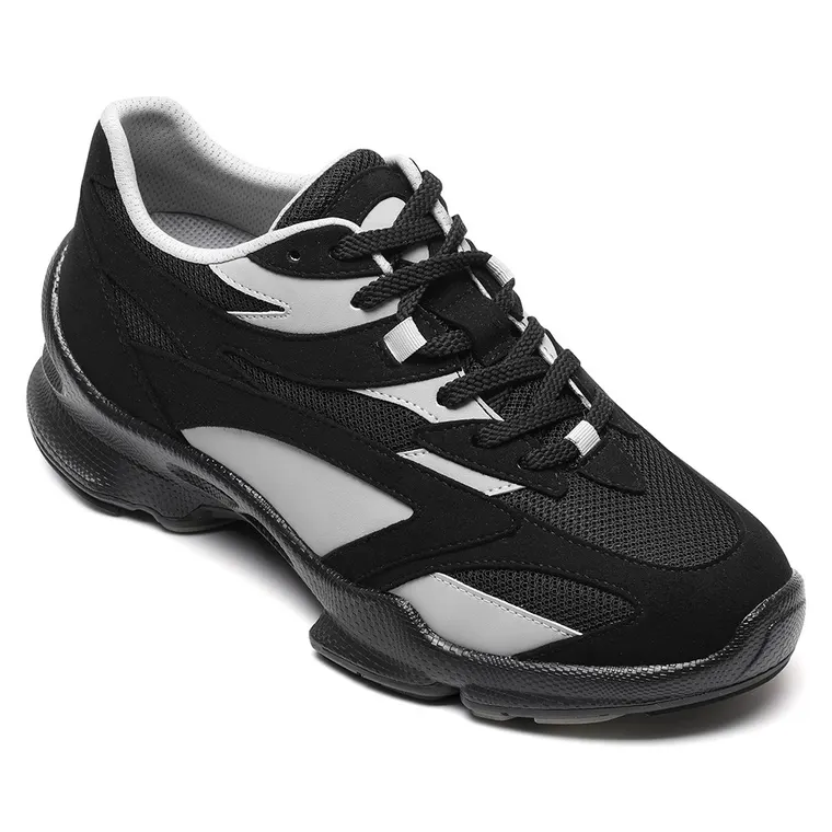 Men's Hidden Height Increasing Shoes - Black Sneakers That Make You Taller 7CM / 2.76 Inches