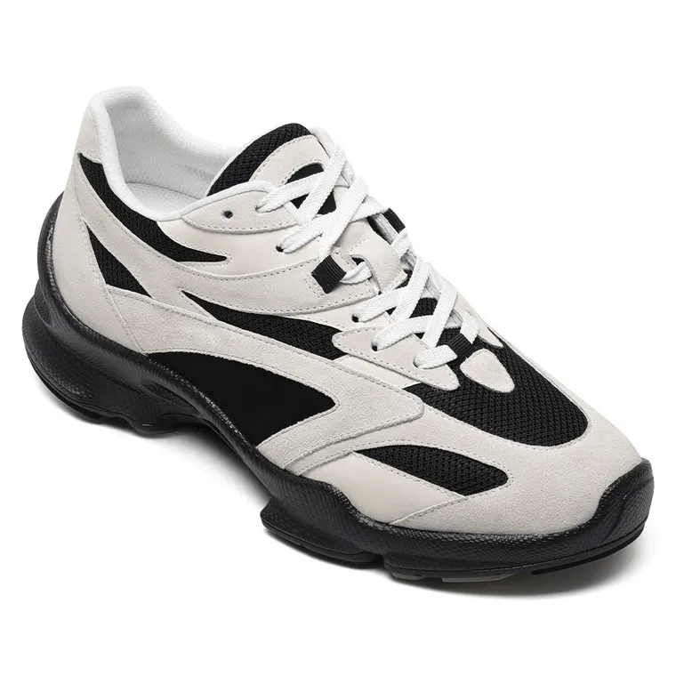 Men's Invisible Height Increase Shoes - Beige Sneakers That Make You Taller 7CM / 2.76 Inches