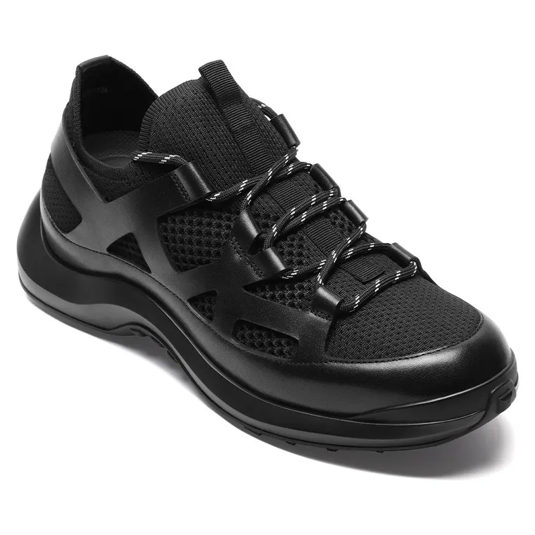 Sneakers Add Height For Men | Black Mesh Chunky Techwear Sneakers 8 CM / 3.15 Inches