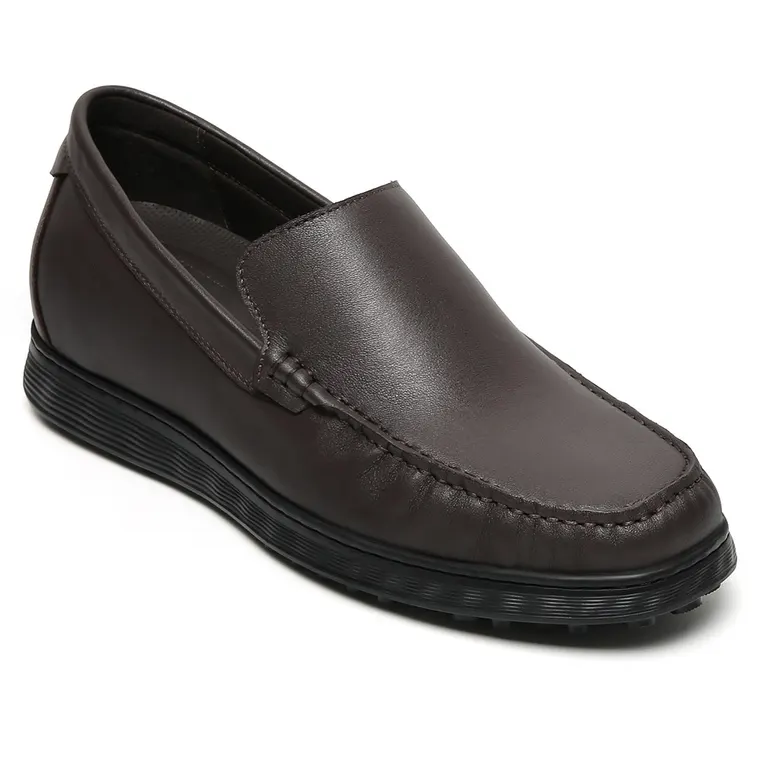 Elevator Shoes For Men | Brown Leather Business Casual Loafers 6CM / 2.36 Inches