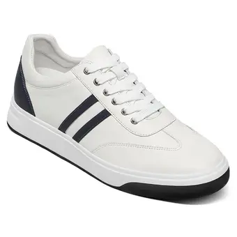 Casual Elevator Sneakers for Men | White Leather Height Increasing Shoes 5CM / 1.95 Inches