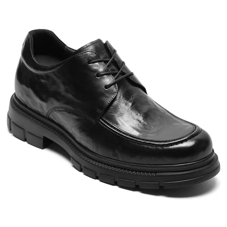 Elevator Dress Shoes For Men | Black Leather Business Casual Shoes 8CM / 3.15 Inches
