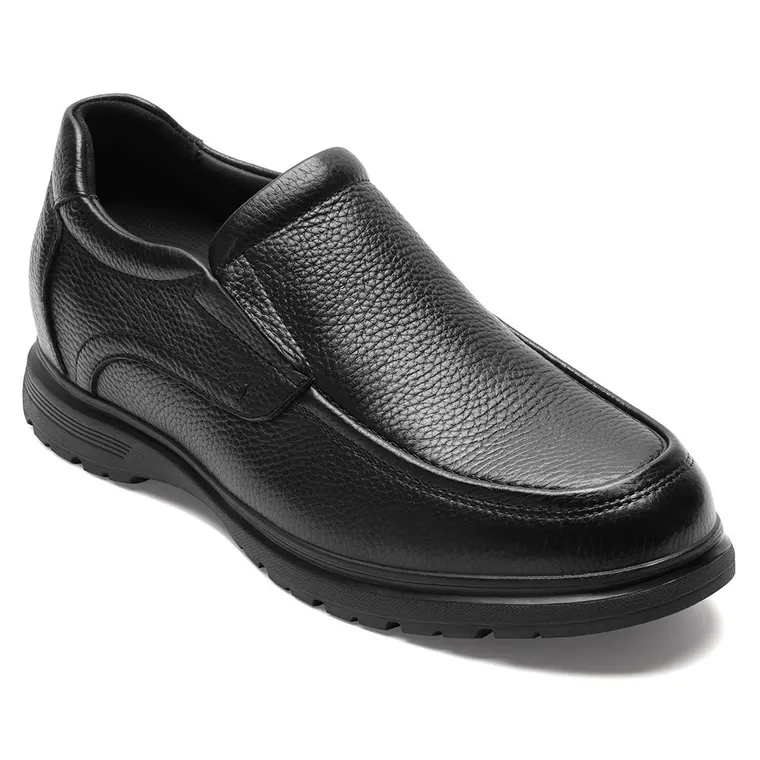 Mens raised shoes | Black leather Casual Loafers 8 CM / 3.15 Inches