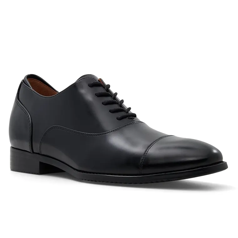 Men’s Height Increasing Dress Shoes - Black Vegan Leather Oxford Shoes 7CM / 2.76 Inches