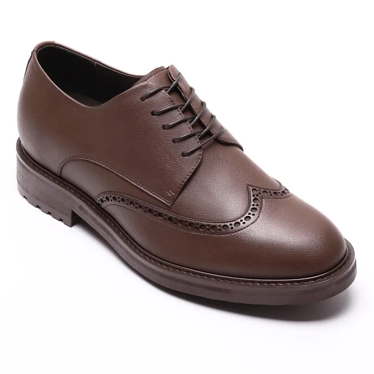Vegan Brown Oxford Shoes - Vegan Height Increasing Dress Shoes For Men 6 CM / 2.36Inches