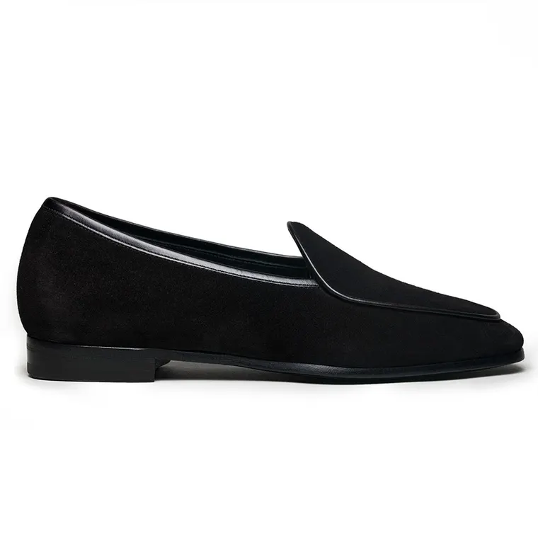 Men's Elevator Dress Shoes | Black Suede Business Casual Loafer 5CM / 1.95 Inches