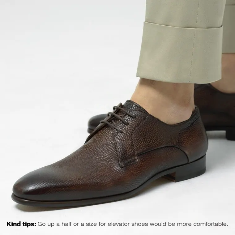 Chamaripa dress elevator shoes high heel men shoes brown leather derby shoes 7CM / 2.76Inches