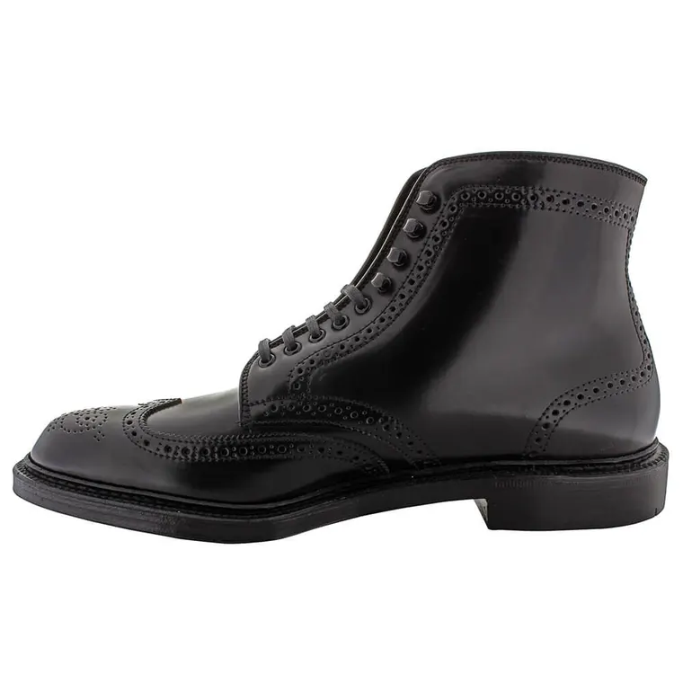 Height Increasing Wing Tip Boots - Black Shell Cordovan Elevator Boots for Men - Brogue Boots to Increase Height 7 CM / 2.76 Inches