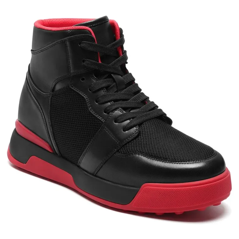 Elevator Shoes for Men | Black Mesh Height Increasing Sneakers 8CM / 3.15 Inches