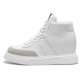 sneakers that add height for men | Soft Leather Off-white High-Top Sneakers 10 CM / 3.94 Inches