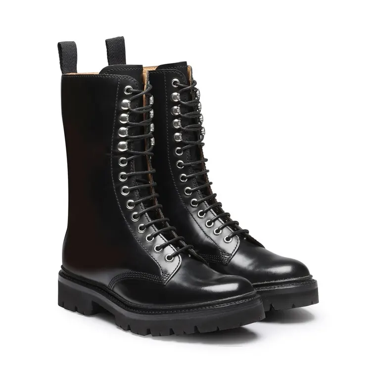 Chamaripa-women zip leather height derby wedge boot -7CM / 2.76 Inches taller-black
