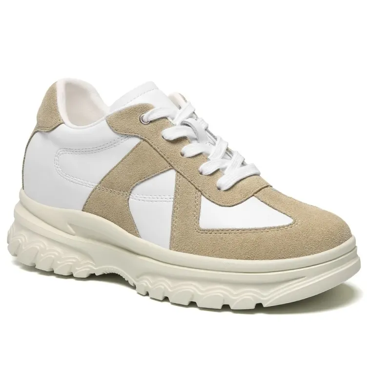 Height Increasing Shoes For Women | Apricot Suede Casual Shoes 7CM / 2.76 Inches