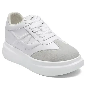 elevator shoes sneakers women's - women casual wedge white sneakers 7CM / 2.76 Inches