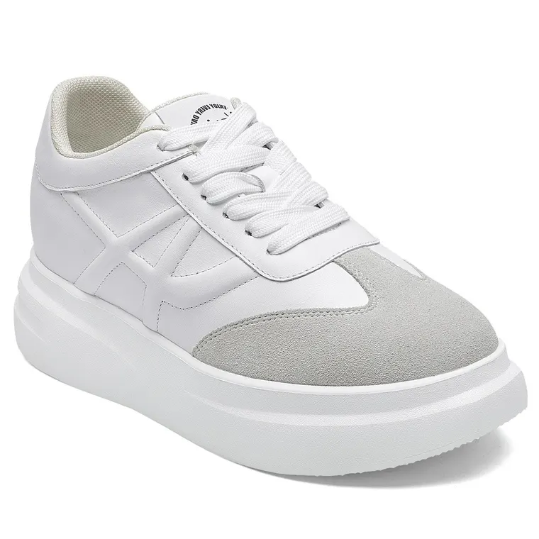 elevator shoes sneakers women's - women casual wedge white sneakers 7CM / 2.76 Inches
