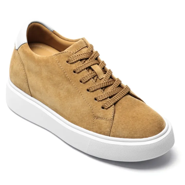 7 CM / 2.76 Inches sand suede women's elevator wedge sneakers