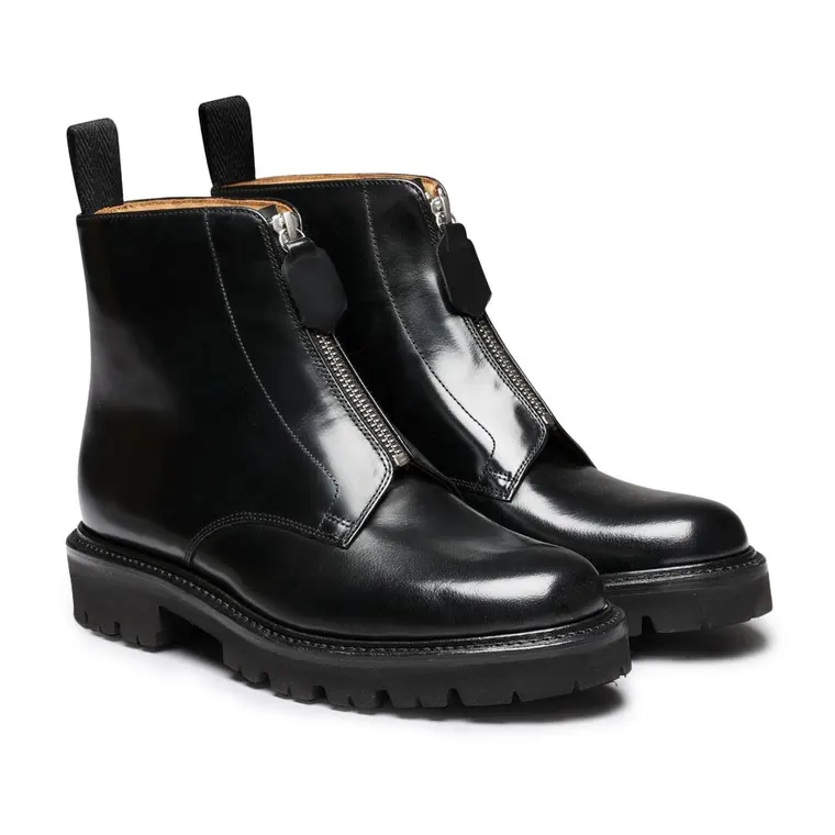 Chamaripa- women leather derby wedge sneakers boots-7CM / 2.76 Inches taller-black
