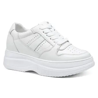 height increasing shoes for women - elevator sneakers for women - casual women's white wedge sneakers 8CM / 3.15 Inches