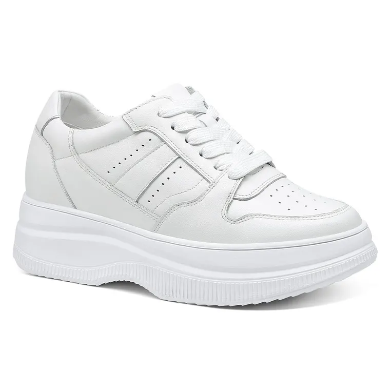 height increasing shoes for women - elevator sneakers for women - casual women's white wedge sneakers 8CM / 3.15 Inches