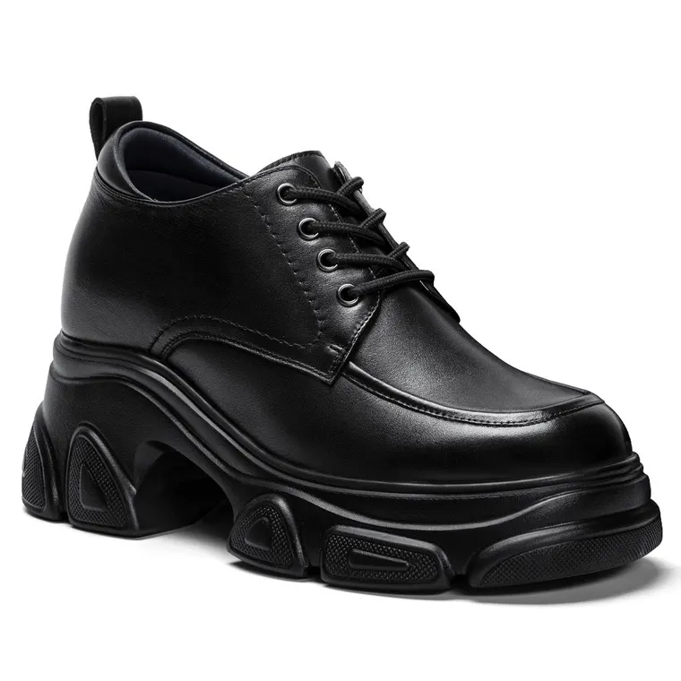 Elevator Dress Shoes For Women - Black Soft Leather Business Casual Shoes 9CM / 3.54 Inches