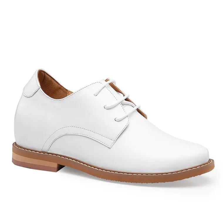 Chamaripa leather hidden high heel height increase dress shoes white 7 CM / 2.76 Inches