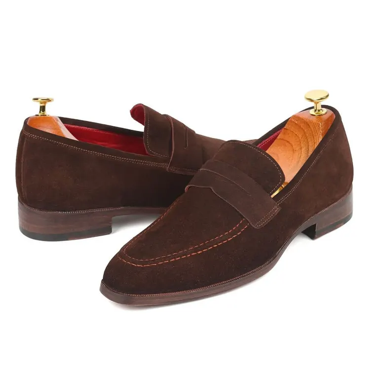 Elevator Shoes For Men - Brown Suede Leather Penny Loafers 6CM / 2.36 Inches