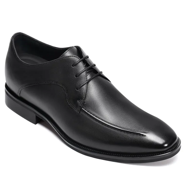 High Heel Men Dress Shoes - Black Leather Lace up Shoes 7CM / 2.76 Inches