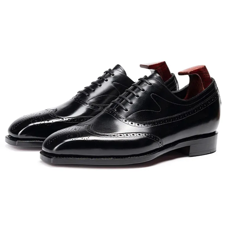 Men's Elevator Formal Shoes 6CM / 2.36 Inches | Goodyear Welted Black Leather Brogue Oxford Shoes
