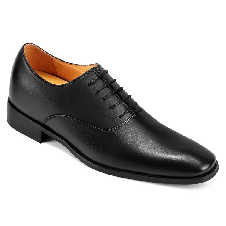 vegan elevator dress shoes - black vegan high heel men dress shoes 7cm / 2.76 Inches