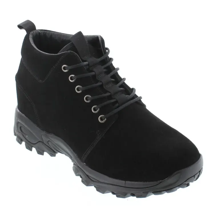 CALTO 3.2" Taller Black Hiker-Style Height-Enhancing Shoes H7222