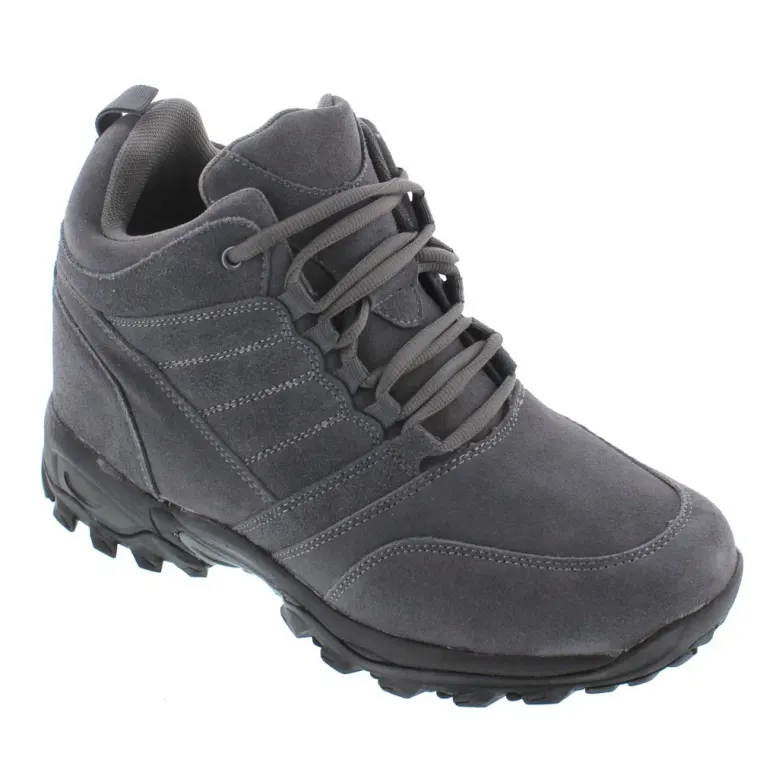 CALTO - H0032 - 4 Inches Taller (Grey) - Hiking Style Boots