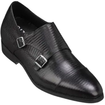 CALTO - K3114 - 2.8 Inches Taller (Black) - Dual Monk Strap