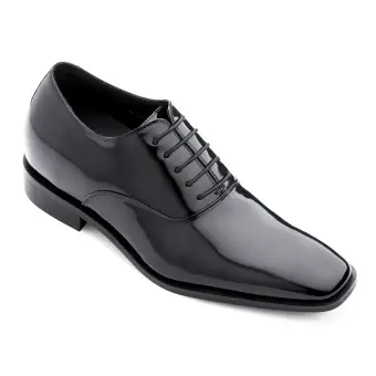 TOTO H6532B Men's Patent Leather Oxford Elevator Shoes - 3 Inches (7.6 cm) Height Increasing Formal Dress Shoes