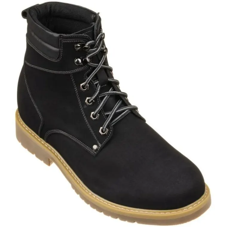 CALTO - K8820 - 3.2 Inches Taller (Nubuck Black) - Work Style Boot